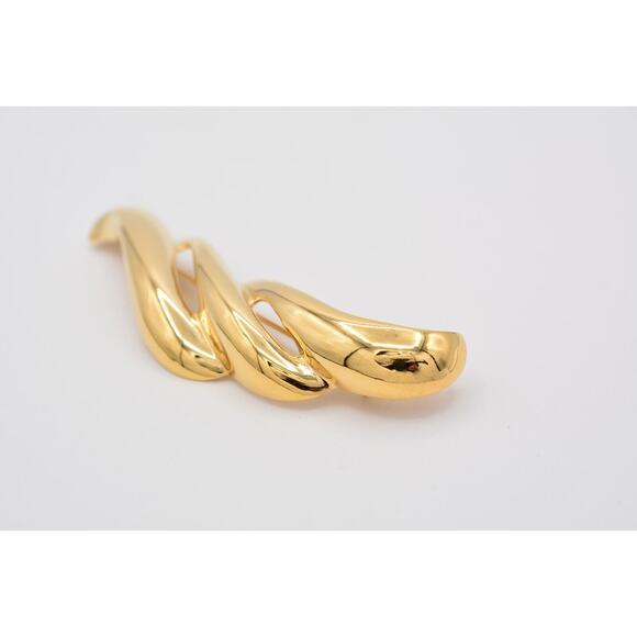 Givenchy Vintage Pin Brooch 4" Large Gold Tone Abstract Wave Chunky Signed BinAT - Picture 6 of 12
